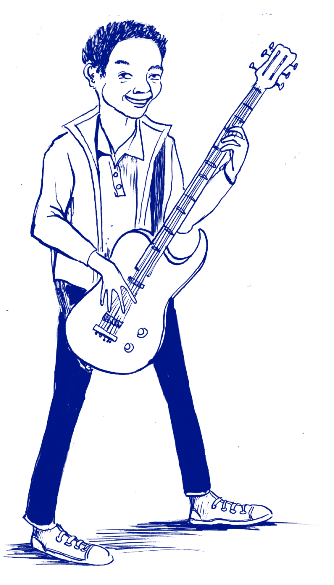 Rocky playing guitar - illustration