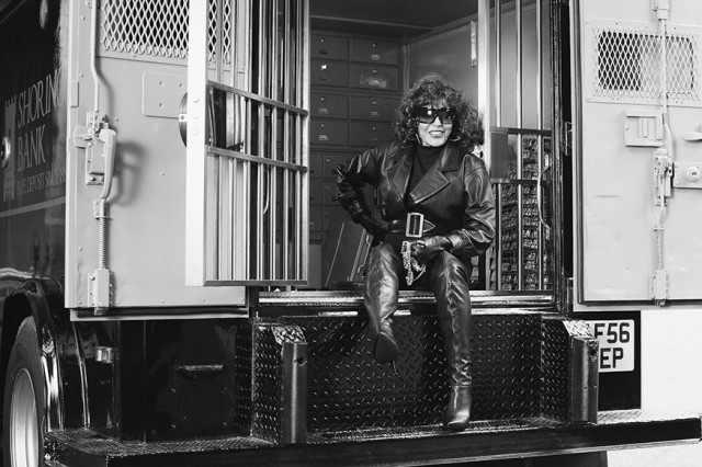 Joan Collins on set