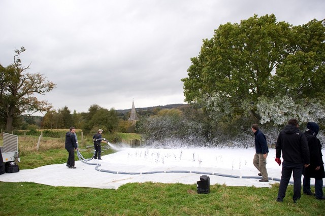 Fake snow scene